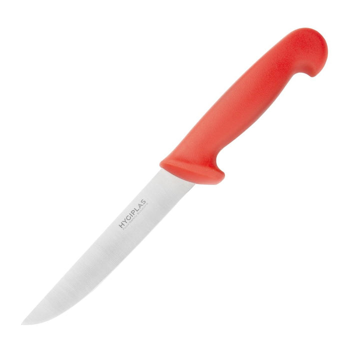 Blade Length: 6". Weight: 110g. Red for raw meat