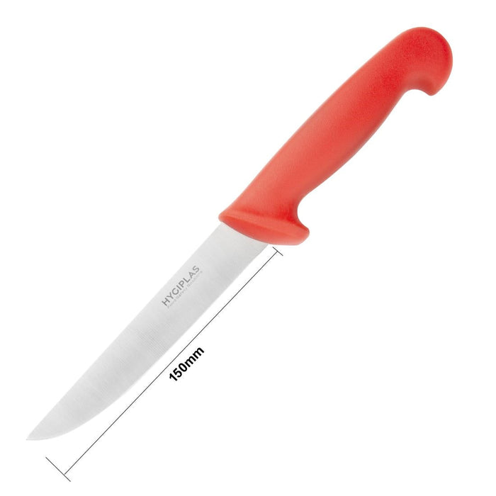 Hygiplas Stiff Blade Boning Knife Red 15cm Hygiplas
