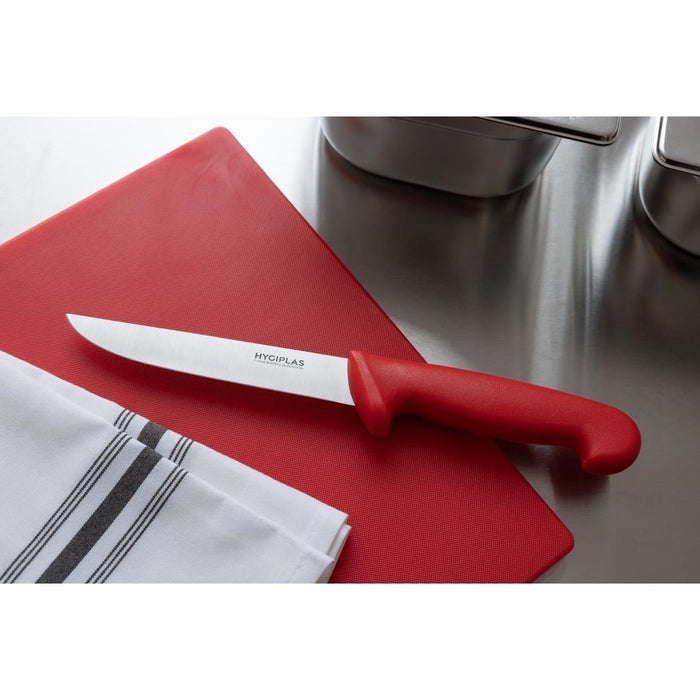 Hygiplas Stiff Blade Boning Knife Red 15cm Hygiplas