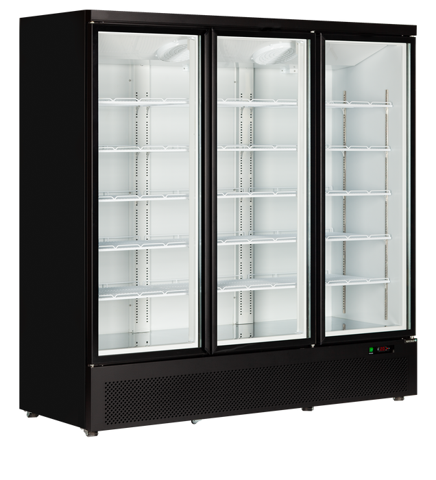 Tefcold Atom Maxi C3DB Glass Three Door Black Refrigerated with LED Lighting