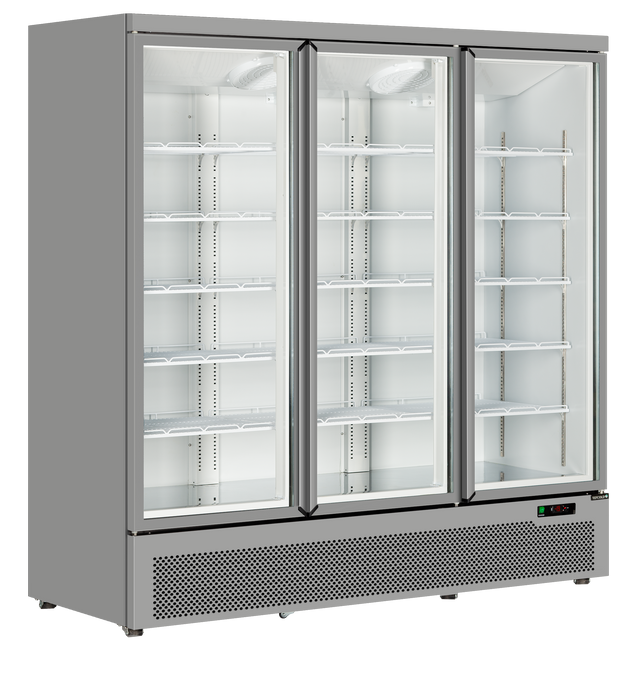 Tefcold Atom Maxi C3DS Glass Three Door Silver Refrigerated with LED Lighting