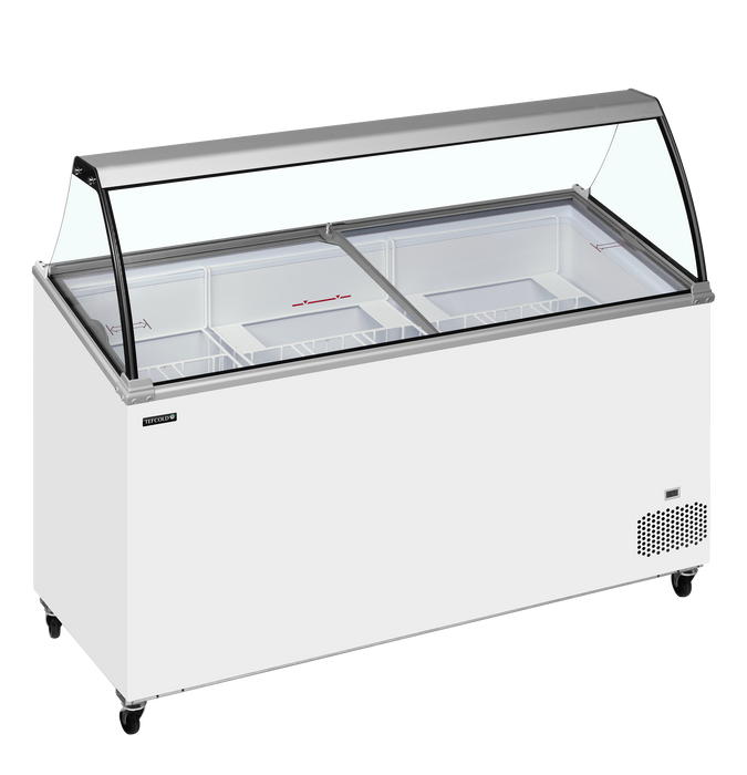 Tefcold IC501SCE+CANOPY White Curved Glass Ice Cream Display Freezer With Canopy