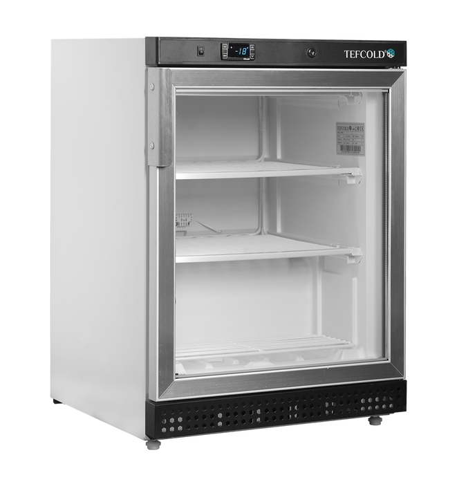 Tefcold UF200G 200 Ltr Undercounter Single Glass Door White Display Freezer