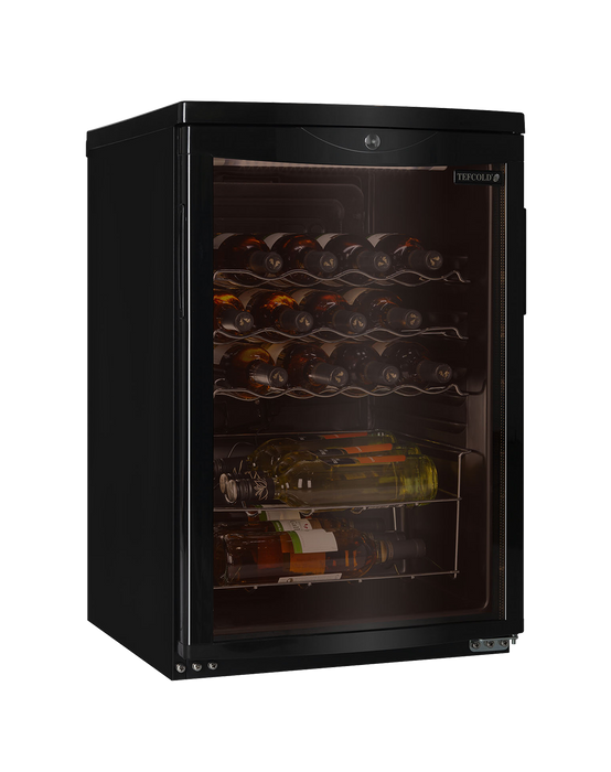 Tefcold SC85 92 Ltr Undercounter Single Zone Black Wine Cooler With Fan