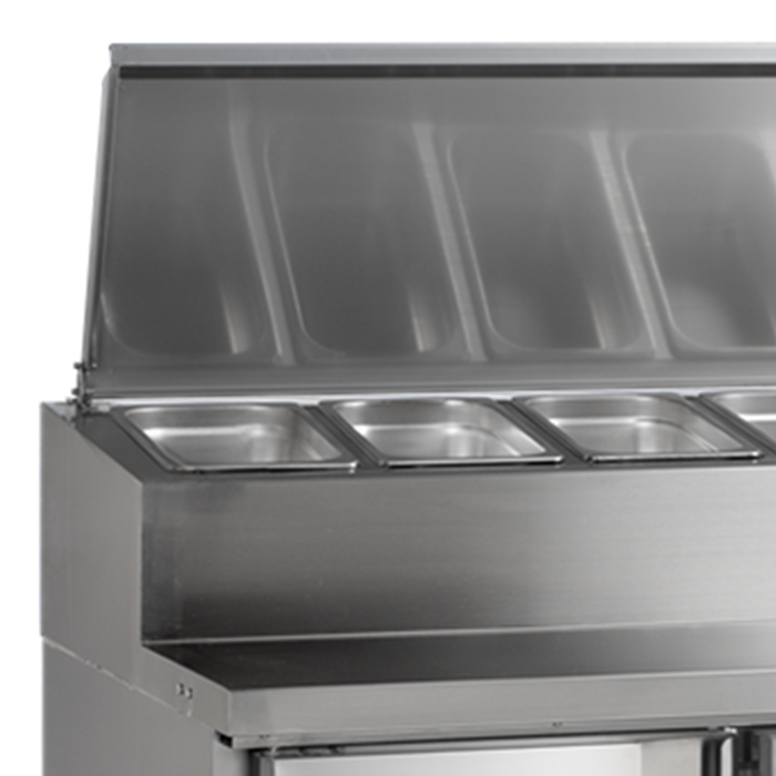 Tefcold SS7300 429 Ltr 3 Door Stainless Steel Refrigerated Pizza / Saladette Prep Counter