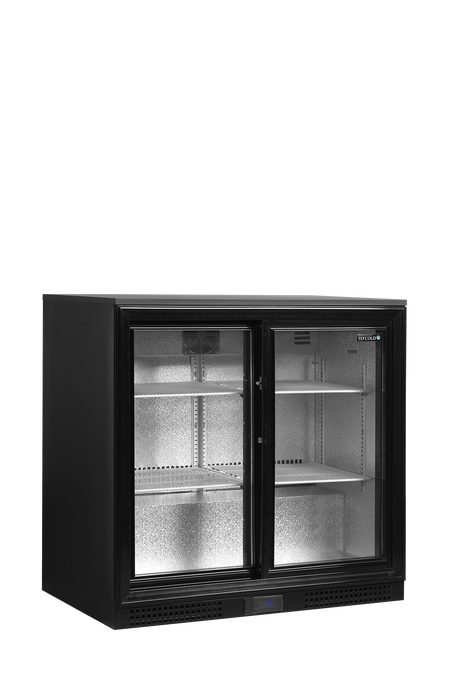 Tefcold DB201S Black Back Bar Bottle Cooler with Twin Sliding Door