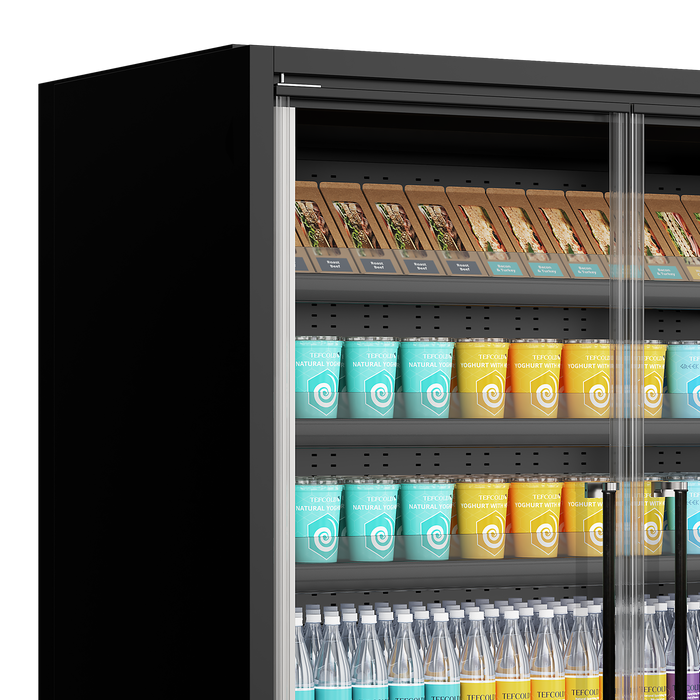 Tefcold GALAXY+ GP10FGD 1018mm Wide Black Multideck Display Fridge With Double Glazed Glass Doors