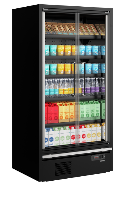 Tefcold GALAXY+ GP10FGD 1018mm Wide Black Multideck Display Fridge With Double Glazed Glass Doors