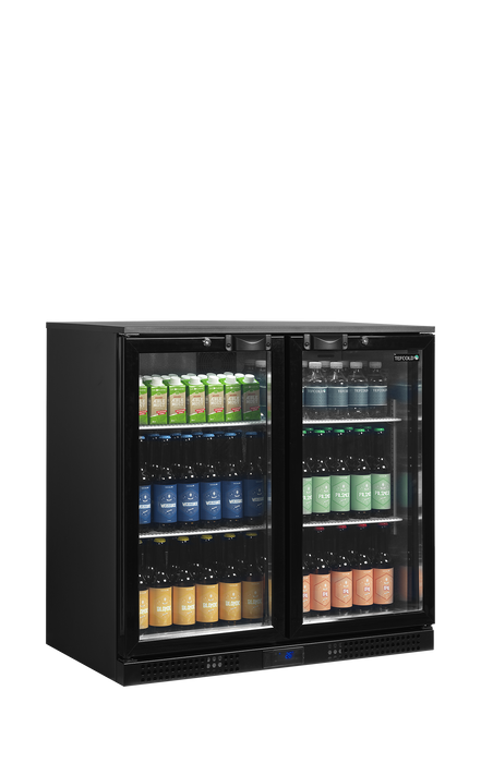 Tefcold DB201H Black Back Bar Bottle Cooler with Twin Hinged Door