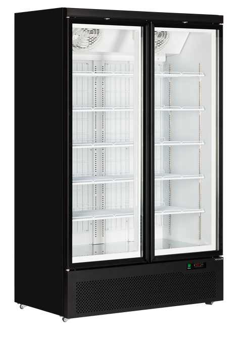 Tefcold Atom Maxi F2DB Glass Twin Door Black Freezer with LED Lighting