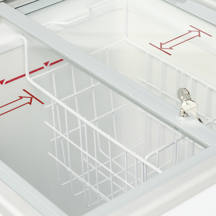 Tefcold IC101SC Chest Freezer Flat Sliding Glass Lid - 2 Baskets - W570mm