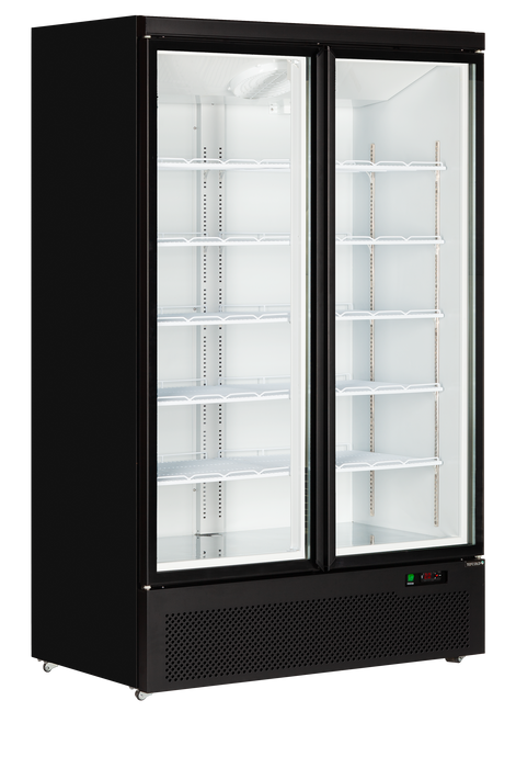 Tefcold Atom Maxi C2DB Glass Single Door Black Refrigerated with LED Lighting