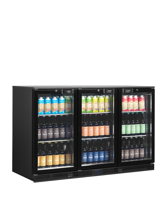 Tefcold DB301H Black Back Bar Bottle Cooler with Hinged Triple Door