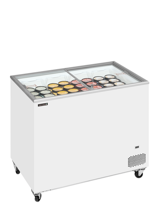 Tefcold IC301SC Sliding Flat Glass Lid Chest Freezer White