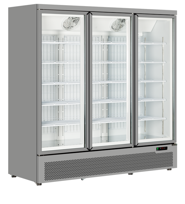 Tefcold Atom Maxi F3DS Glass Three Door Silver Display Freezer with LED Lighting