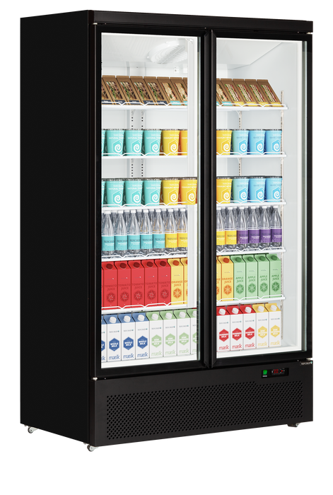 Tefcold Atom Maxi C2DB Glass Single Door Black Refrigerated with LED Lighting