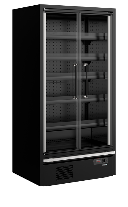 Tefcold GALAXY+ GP10FGD 1018mm Wide Black Multideck Display Fridge With Double Glazed Glass Doors