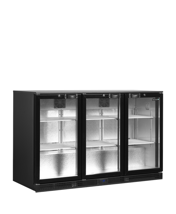 Tefcold DB301H Black Back Bar Bottle Cooler with Hinged Triple Door