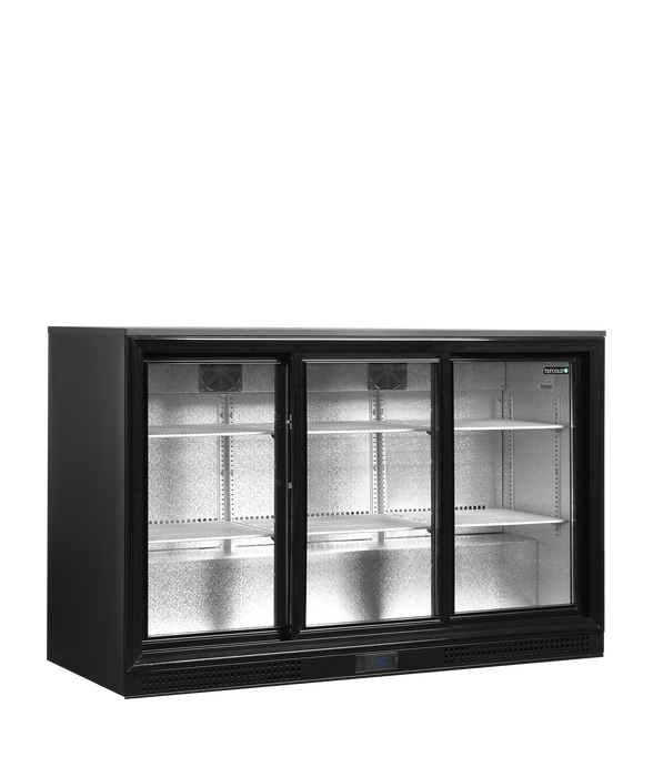 Tefcold DB301S-3 300 Ltr Undercounter Triple Sliding Glass Door Black Back Bar Bottle Cooler