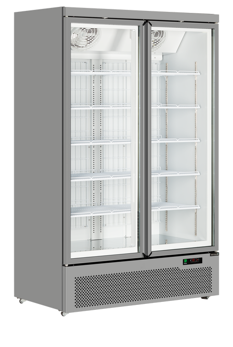 Tefcold Atom Maxi F2DS Glass Double Door Silver Display Freezer with LED Lighting