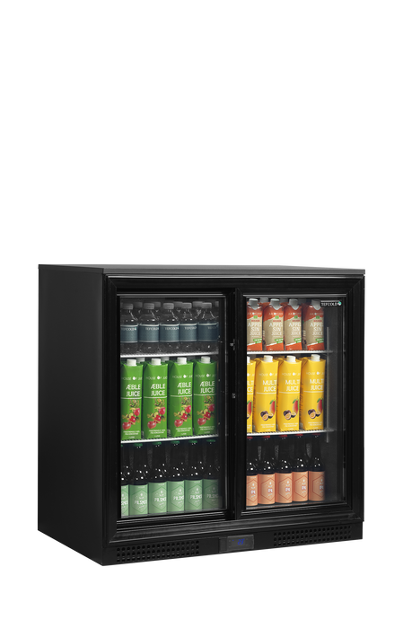 Tefcold DB201S Black Back Bar Bottle Cooler with Twin Sliding Door