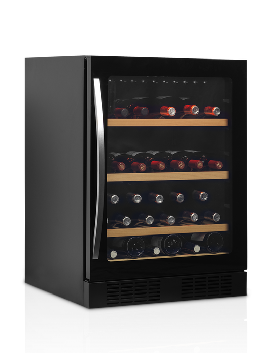 Tefcold TFW200F Black Under Counter Frameless Glass Door Wine Cooler