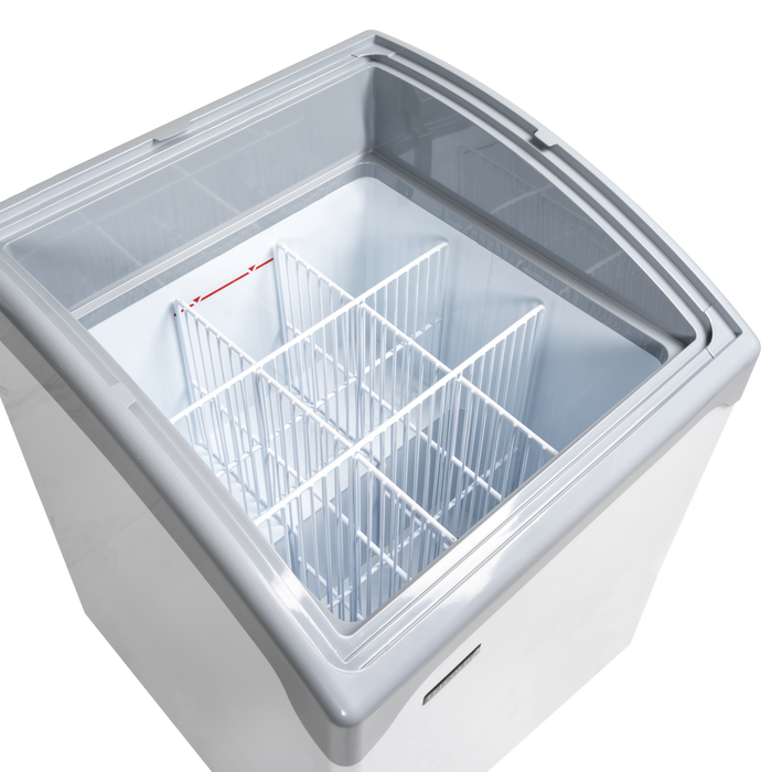 Sliding Curved Glass Lid Chest Freezer