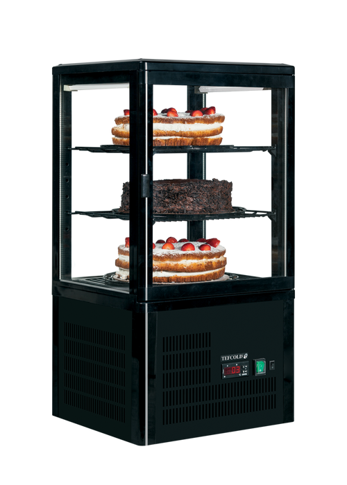 Tefcold UPD60 Black Countertop Refrigerated Glass Cake Display