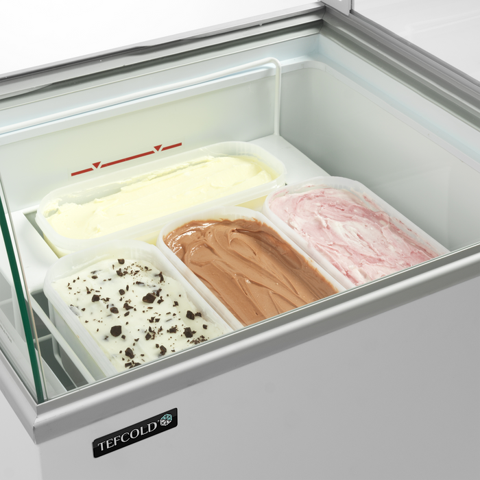 Tefcold IC201SC + CANOPY Glass Lid Chest Freezer - 4 Tubs - W720mm TEFCOLD