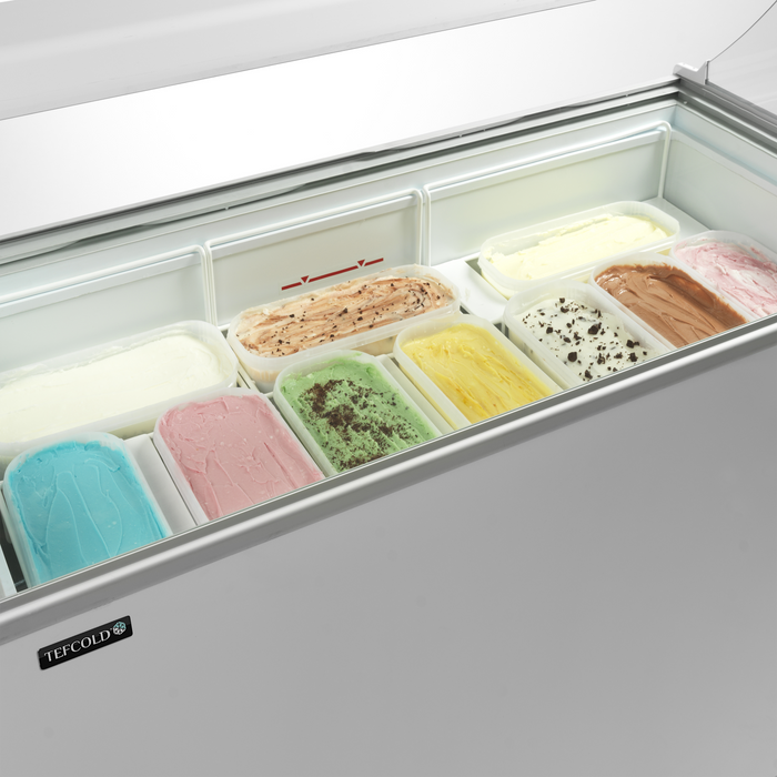 Tefcold IC501SCE+CANOPY White Curved Glass Ice Cream Display Freezer With Canopy