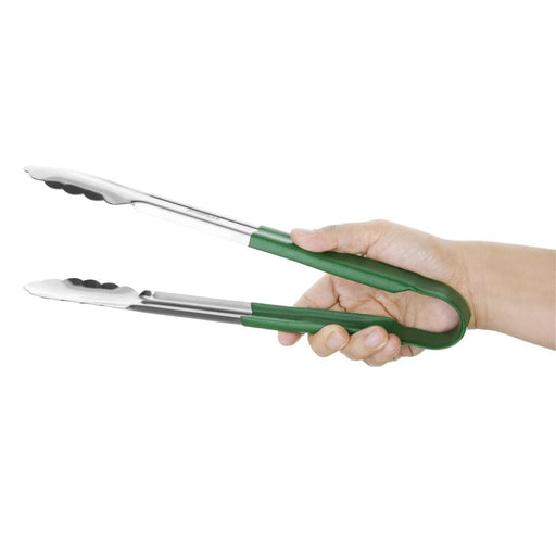 Hygiplas Colour Coded Green Serving Tongs 300mm Hygiplas