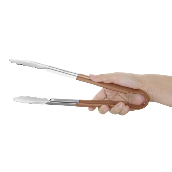 Hygiplas Colour Coded Brown Serving Tongs 300mm Hygiplas