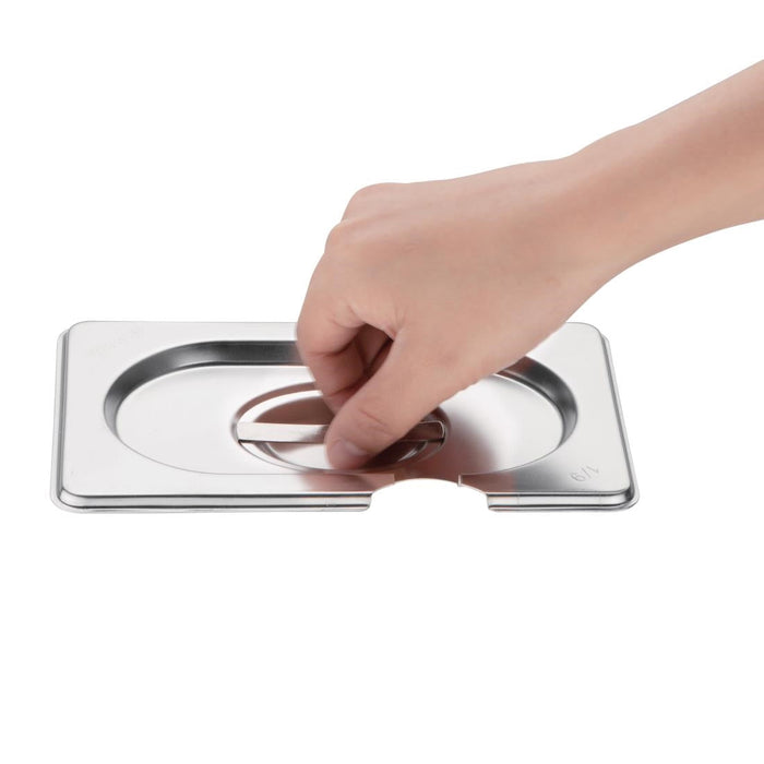 Vogue Stainless Steel 1/9 Gastronorm Notched Lid Vogue