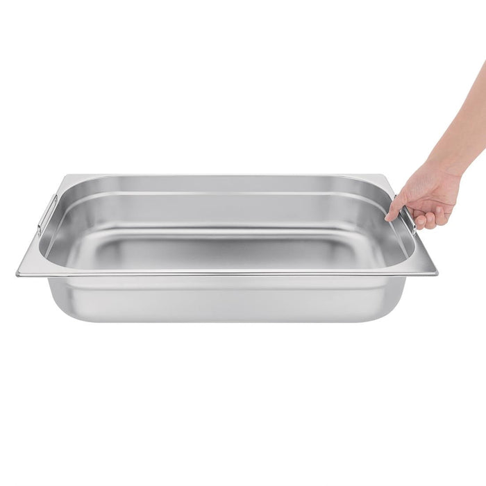 Vogue Stainless Steel 1/1 Gastronorm Tray With Handles 100mm Vogue