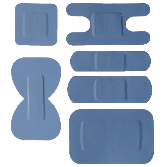 Blue Detectable Plasters - 6 Assorted Sizes - Box 100