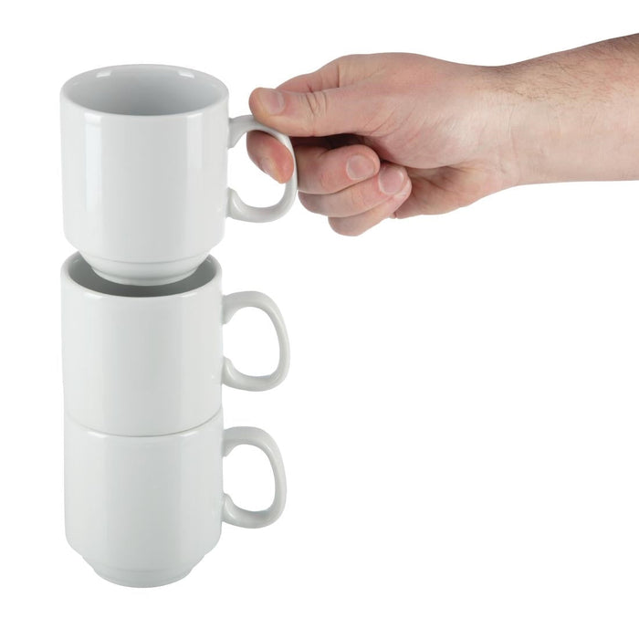 Olympia Whiteware Stacking Mugs 284ml (12 Pack) Olympia