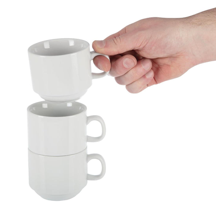 Olympia Whiteware Stacking Tea Cups 7oz 200ml (12 Pack) Olympia