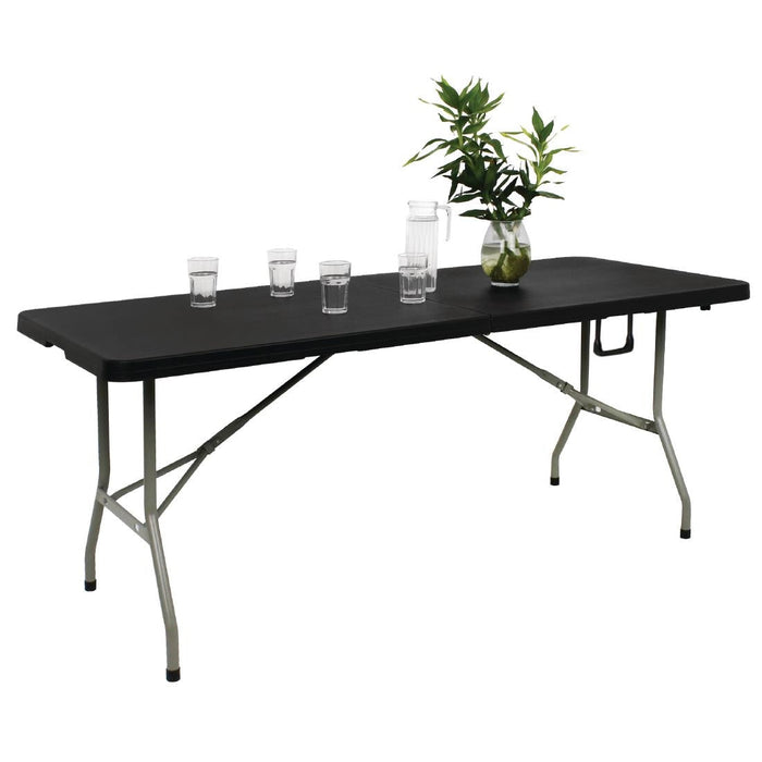 Bolero Rectangular Centre Folding Table 6ft Black Bolero