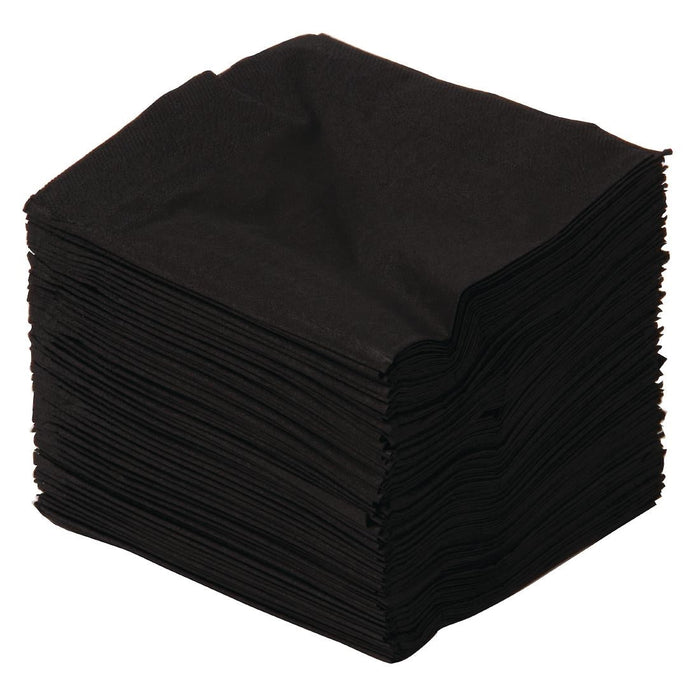 Swantex Cocktail Napkin Black 25x25cm 2ply 1/4 Fold (8 Pack) Swantex