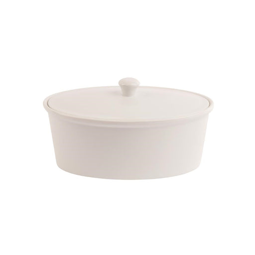 Olympia Whiteware Oval Casserole Dish with Lid 2.2Ltr Olympia