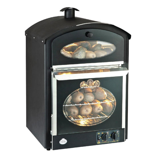 Electric. Black Finish. Power: 2.645kW. Capacity: 120 Potatoes. Output: 72 potatoes/hr