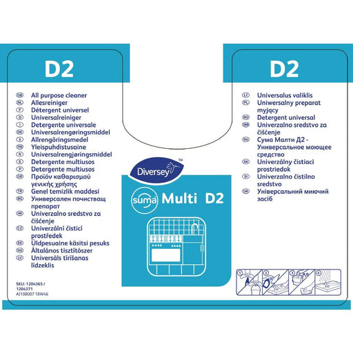 Suma D2 Multi-Purpose Cleaner Refill Bottles 750ml (2 Pack) Diversey