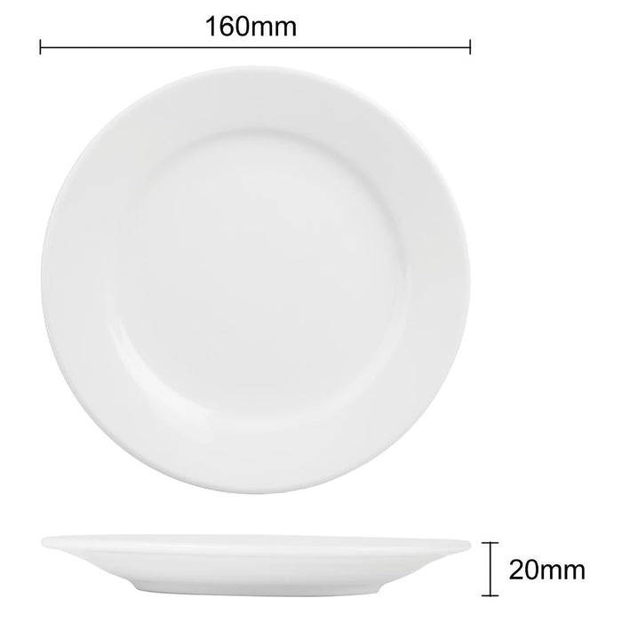 Olympia Athena Wide Rimmed Plates 165mm/6 1/2" White (12 Pack) Olympia