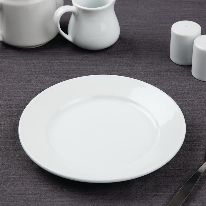 Olympia Athena Wide Rimmed Plates 202mm/8" White (12 Pack) Olympia