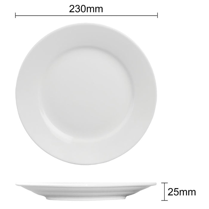 Olympia Athena Wide Rimmed Plates 228mm/9" White (12 Pack) Olympia