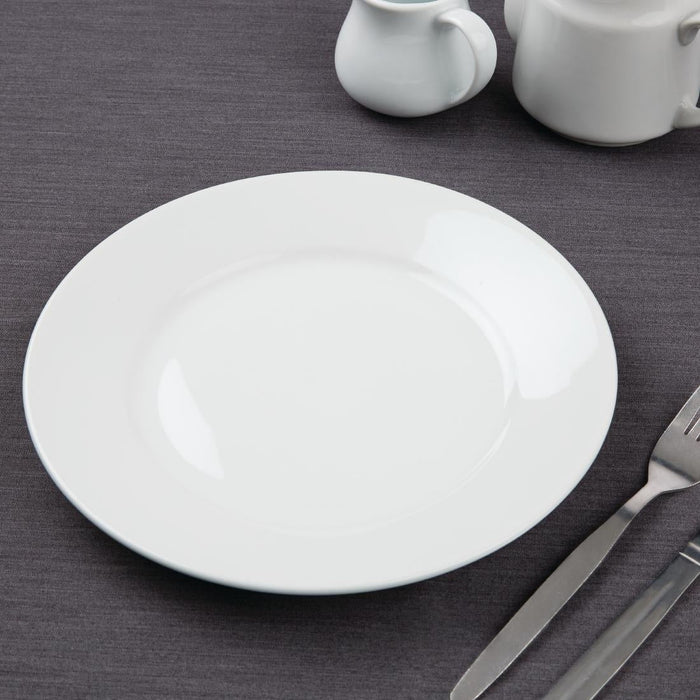 Olympia Athena Wide Rimmed Plates White 254mm/10" (12 Pack) Olympia