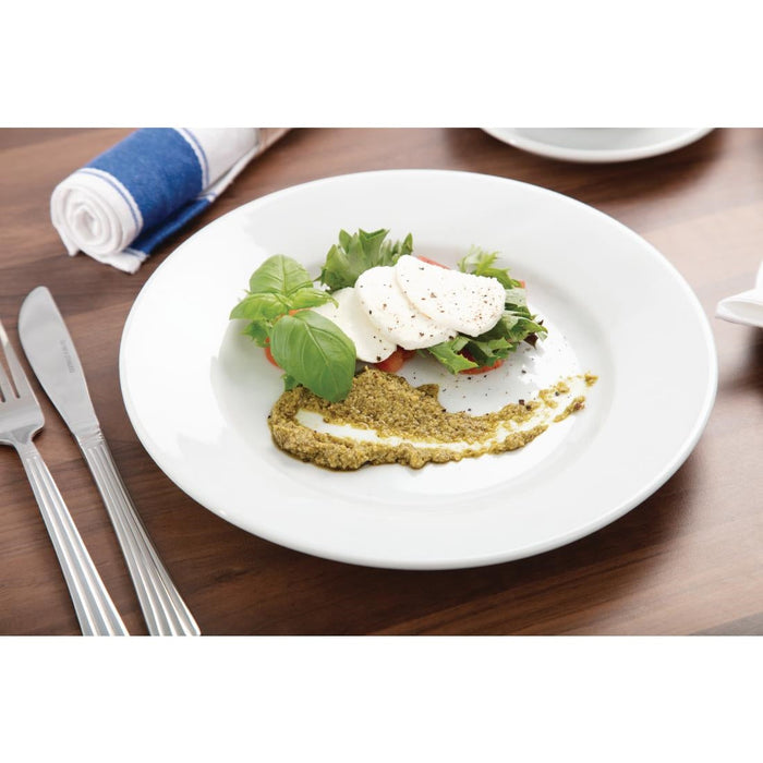 Olympia Athena Wide Rimmed Plates White 254mm/10" (12 Pack) Olympia