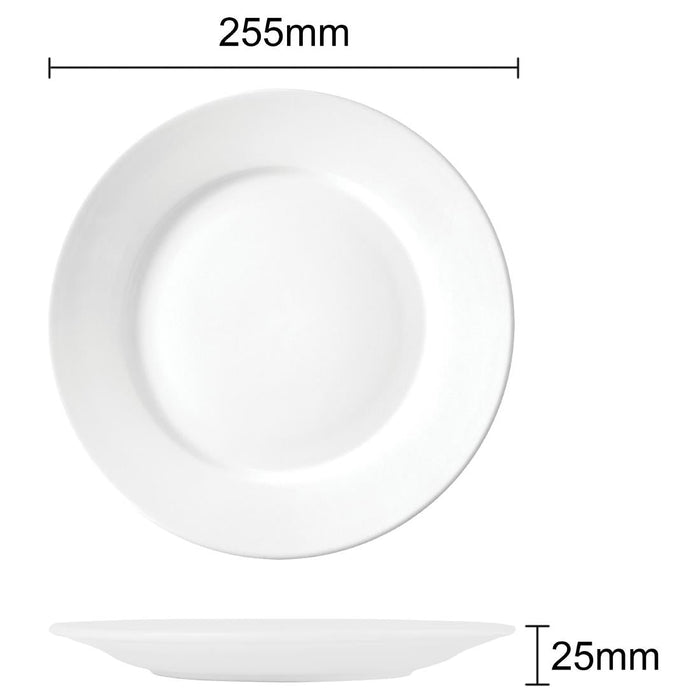 Olympia Athena Wide Rimmed Plates White 254mm/10" (12 Pack) Olympia