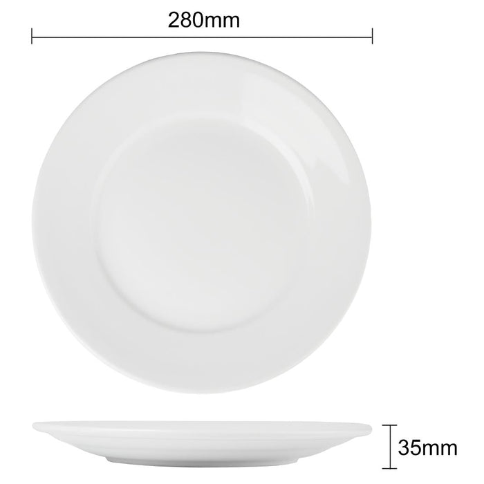 Olympia Athena Wide Rimmed Plates 280mm/11" White (6 Pack) Olympia