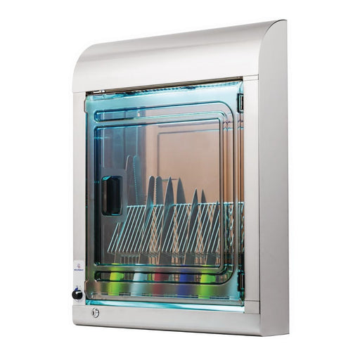 Sterilises in just 90 minutes. 18W. Wall-mounted. Holds 15-20 knives